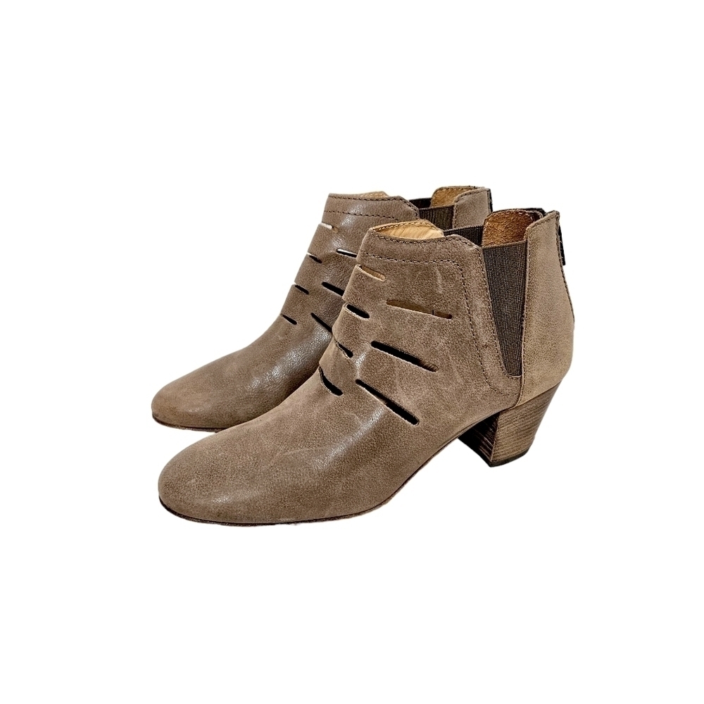 Aquatalia Frieda Sport Calf Taupe Leather Slit Ankle Booties